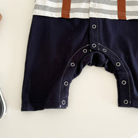 Load image into Gallery viewer, Baby Boys Striped Color-blocking Bow Birthday Jumpsuits Wholesale 22101835
