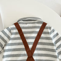 Load image into Gallery viewer, Baby Boys Striped Color-blocking Bow Birthday Jumpsuits Wholesale 22101835

