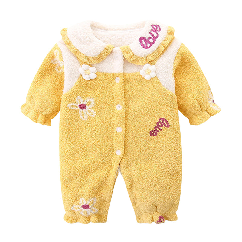 Baby Girls Letters Flower Embroidered Jumpsuits Wholesale 221018395