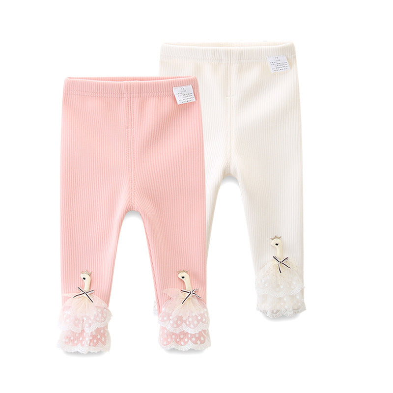 Baby Kid Girls Cartoon Muslin&Ribbed Pants Leggings Wholesale 221018398