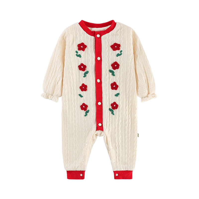 Baby Girls Flower Embroidered Jumpsuits Wholesale 221018450