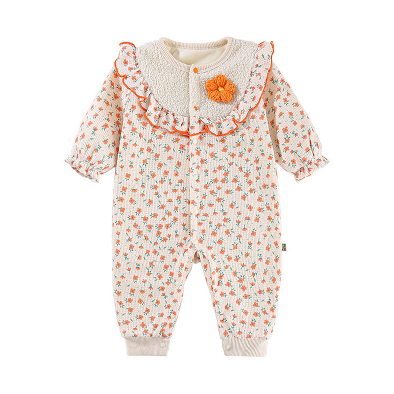 Baby Girls Flower Print Jumpsuits Wholesale 221018469