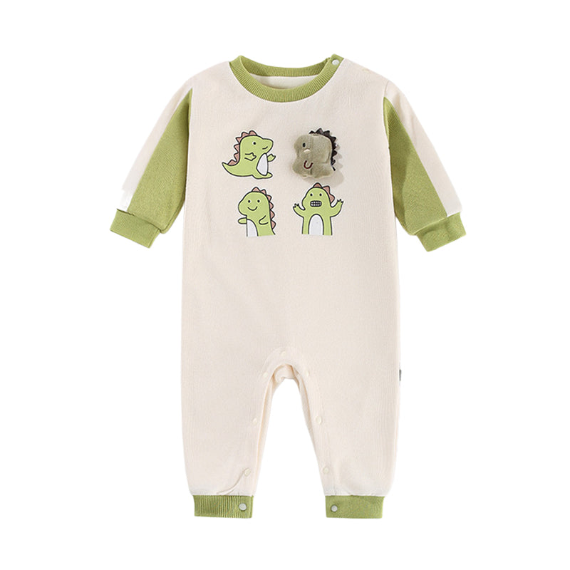 Baby Unisex Color-blocking Dinosaur Print Jumpsuits Wholesale 221018486
