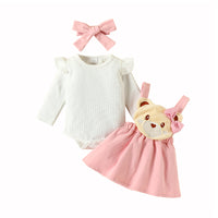 Load image into Gallery viewer, 2 Pieces Set Baby Girls Solid Color Print Rompers And Dresses Wholesale 221018521
