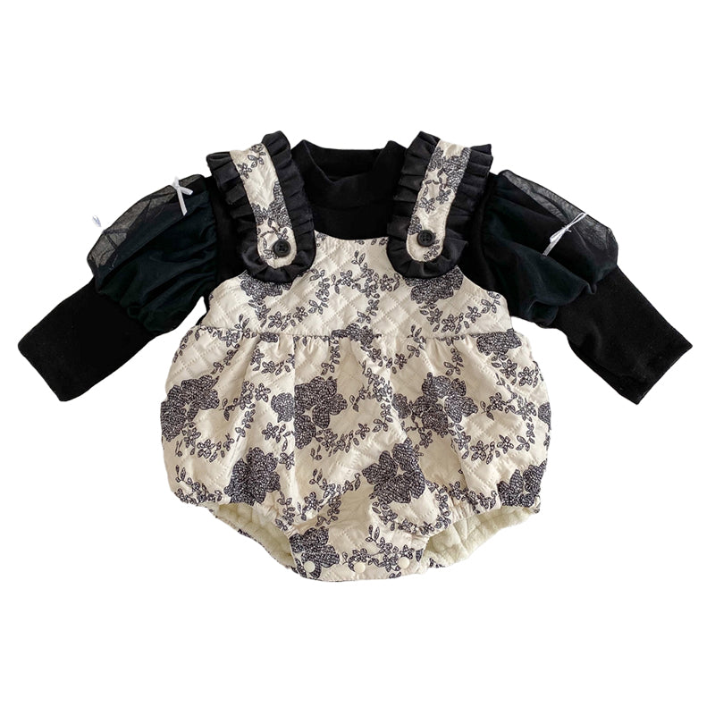 Baby Girls Color-blocking Flower Rompers Wholesale 221018530