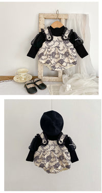 Load image into Gallery viewer, Baby Girls Color-blocking Flower Rompers Wholesale 221018530
