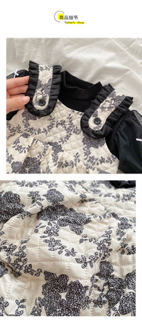 Load image into Gallery viewer, Baby Girls Color-blocking Flower Rompers Wholesale 221018530
