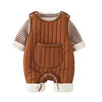 Load image into Gallery viewer, 2 Pieces Set Baby Unisex Striped Tops And Solid Color Jumpsuits Wholesale 22101855
