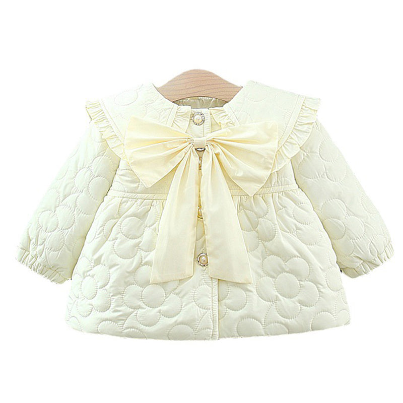 Baby Girls Solid Color Bow Jackets Outwears Wholesale 221018568