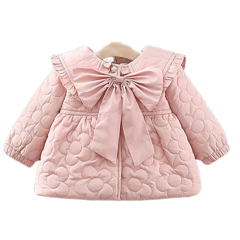 Baby Girls Solid Color Bow Jackets Outwears Wholesale 221018568