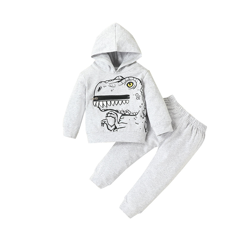 2 Pieces Set Baby Boys Dinosaur Print Hoodies Swearshirts And Pants Wholesale 221018583
