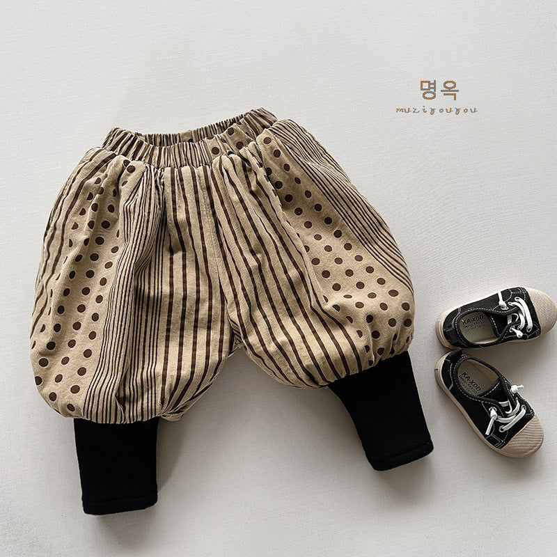 Baby Kid Unisex Striped Polka dots Pants Wholesale 221021122