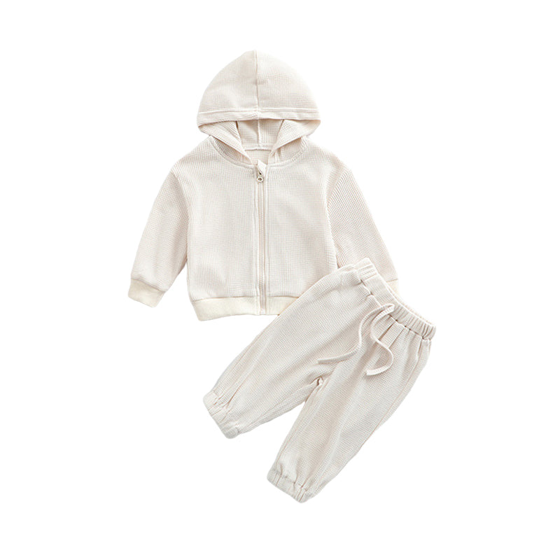 2 Pieces Set Baby Kid Unisex Solid Color Hoodies Swearshirts And Pants Wholesale 221021124