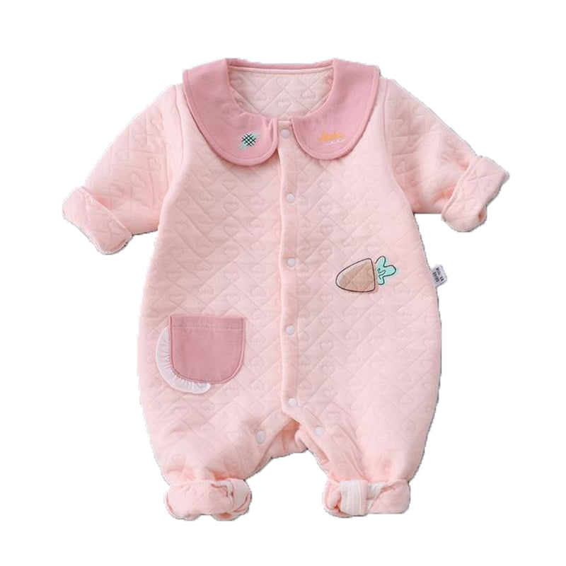 Baby Girls Color-blocking Cartoon Print Jumpsuits Wholesale 22102118