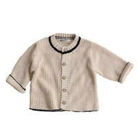 Load image into Gallery viewer, 3 Pieces Set Baby Unisex Muslin&amp;Ribbed Cardigan And Solid Color Rompers And Hats Wholesale 221021227
