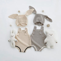 Load image into Gallery viewer, 3 Pieces Set Baby Unisex Muslin&amp;Ribbed Cardigan And Solid Color Rompers And Hats Wholesale 221021227
