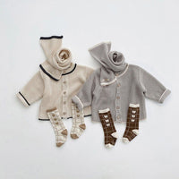Load image into Gallery viewer, 3 Pieces Set Baby Unisex Muslin&amp;Ribbed Cardigan And Solid Color Rompers And Hats Wholesale 221021227
