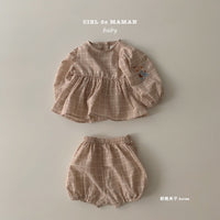 Load image into Gallery viewer, 2 Pieces Set Baby Girls Checked Embroidered Tops And Shorts Wholesale 22102153
