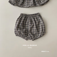 Load image into Gallery viewer, 2 Pieces Set Baby Girls Checked Embroidered Tops And Shorts Wholesale 22102153
