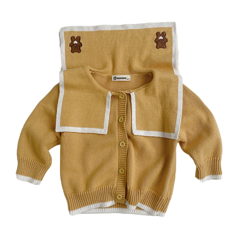 Baby Unisex Animals Embroidered Cardigan Knitwear Wholesale 22102155