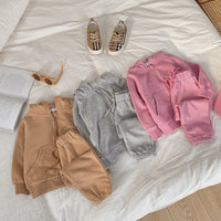 Load image into Gallery viewer, 2 Pieces Set Baby Kid Girls Solid Color Jackets Outwears And Pants Wholesale 22102160
