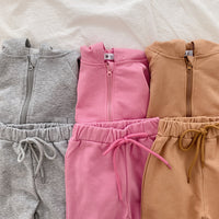 Load image into Gallery viewer, 2 Pieces Set Baby Kid Girls Solid Color Jackets Outwears And Pants Wholesale 22102160
