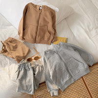 Load image into Gallery viewer, 2 Pieces Set Baby Kid Girls Solid Color Jackets Outwears And Pants Wholesale 22102160
