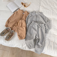 Load image into Gallery viewer, 2 Pieces Set Baby Kid Girls Solid Color Jackets Outwears And Pants Wholesale 22102160
