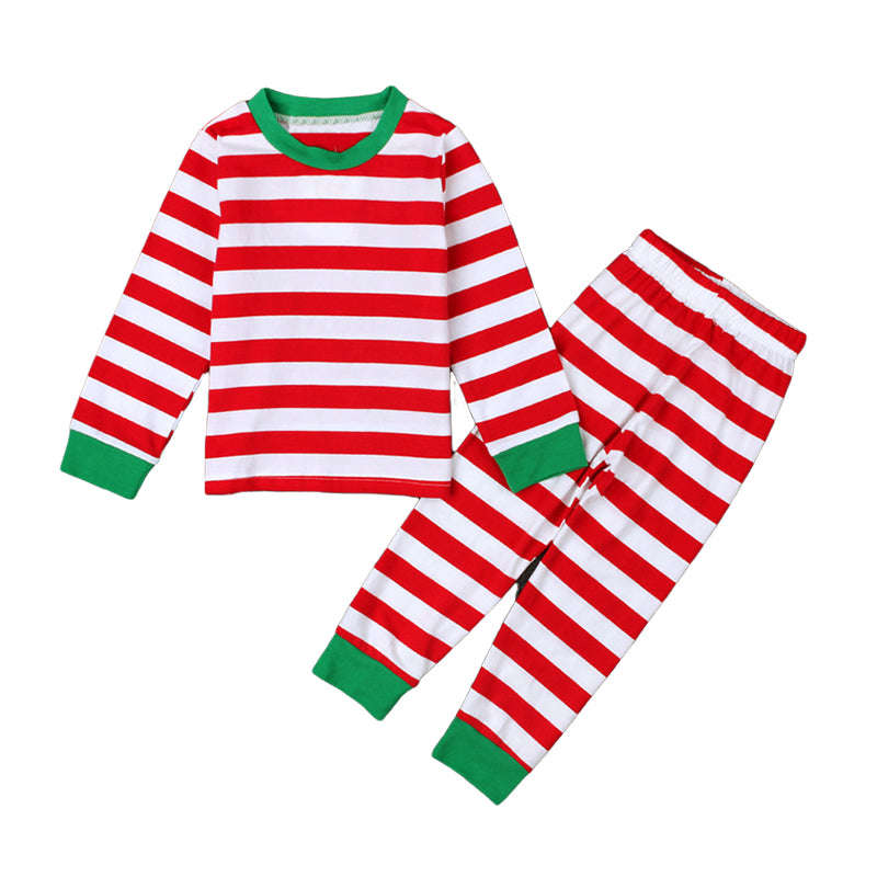 2 Pieces Set Baby Kid Unisex Christmas Halloween Striped Tops And Pants Sleepwears Wholesale 22102502