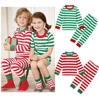 Load image into Gallery viewer, 2 Pieces Set Baby Kid Unisex Christmas Halloween Striped Tops And Pants Sleepwears Wholesale 22102502
