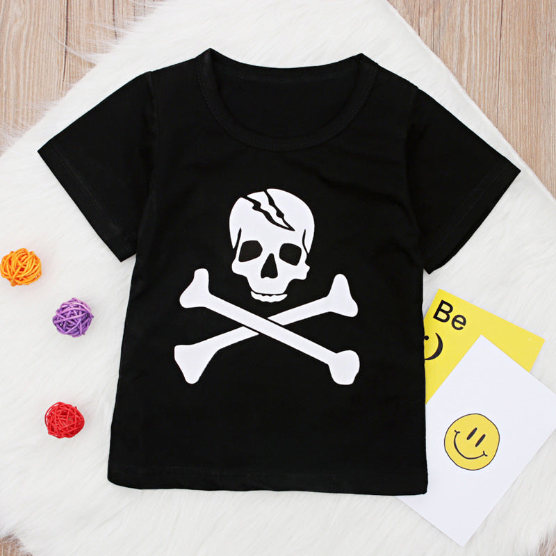 Kid Boys Cartoon Print Halloween T-Shirts Wholesale 22102509