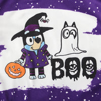 Load image into Gallery viewer, 2 Pieces Set Baby Kid Girls Halloween Letters Cartoon Print Tops And Polka dots Pants Wholesale 221025103
