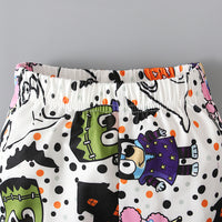 Load image into Gallery viewer, 2 Pieces Set Baby Kid Girls Halloween Letters Cartoon Print Tops And Polka dots Pants Wholesale 221025103
