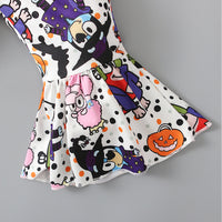 Load image into Gallery viewer, 2 Pieces Set Baby Kid Girls Halloween Letters Cartoon Print Tops And Polka dots Pants Wholesale 221025103
