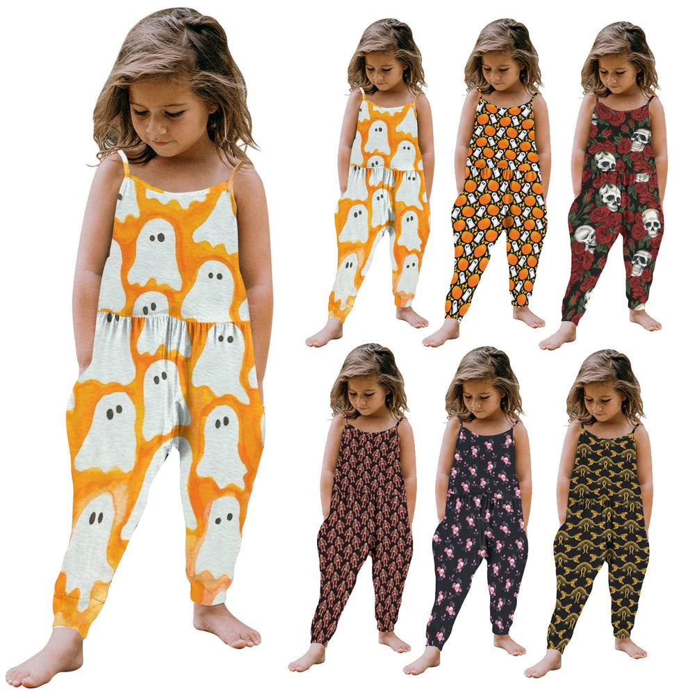 Baby Kid Girls Cartoon Print Halloween Jumpsuits Wholesale 221025135