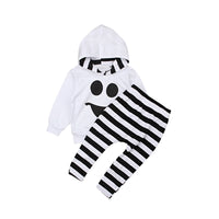 Load image into Gallery viewer, 2 Pieces Set Baby Kid Unisex Halloween Expression Print Tops And Striped Pants Wholesale 22102514
