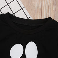 Load image into Gallery viewer, 2 Pieces Set Baby Kid Unisex Halloween Expression Print Tops And Striped Pants Wholesale 22102514
