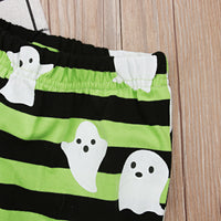 Load image into Gallery viewer, 2 Pieces Set Baby Kid Unisex Halloween Expression Print Tops And Striped Pants Wholesale 22102514
