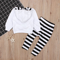 Load image into Gallery viewer, 2 Pieces Set Baby Kid Unisex Halloween Expression Print Tops And Striped Pants Wholesale 22102514
