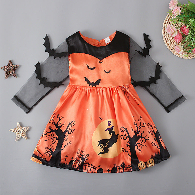 Baby Kid Girls Cartoon Print Dresses Wholesale 221025143