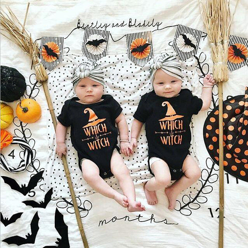 Baby Unisex Cartoon Print Halloween Rompers Wholesale 22102516