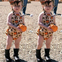 Load image into Gallery viewer, Baby Girls Flower Cartoon Print Halloween Rompers Wholesale 22102517
