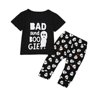 Load image into Gallery viewer, 2 Pieces Set Baby Unisex Halloween Letters Cartoon Print T-Shirts And Pants Wholesale 22102518
