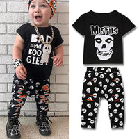 Load image into Gallery viewer, 2 Pieces Set Baby Unisex Halloween Letters Cartoon Print T-Shirts And Pants Wholesale 22102518
