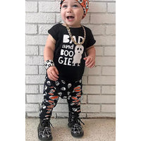 Load image into Gallery viewer, 2 Pieces Set Baby Unisex Halloween Letters Cartoon Print T-Shirts And Pants Wholesale 22102518
