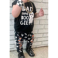 Load image into Gallery viewer, 2 Pieces Set Baby Unisex Halloween Letters Cartoon Print T-Shirts And Pants Wholesale 22102518
