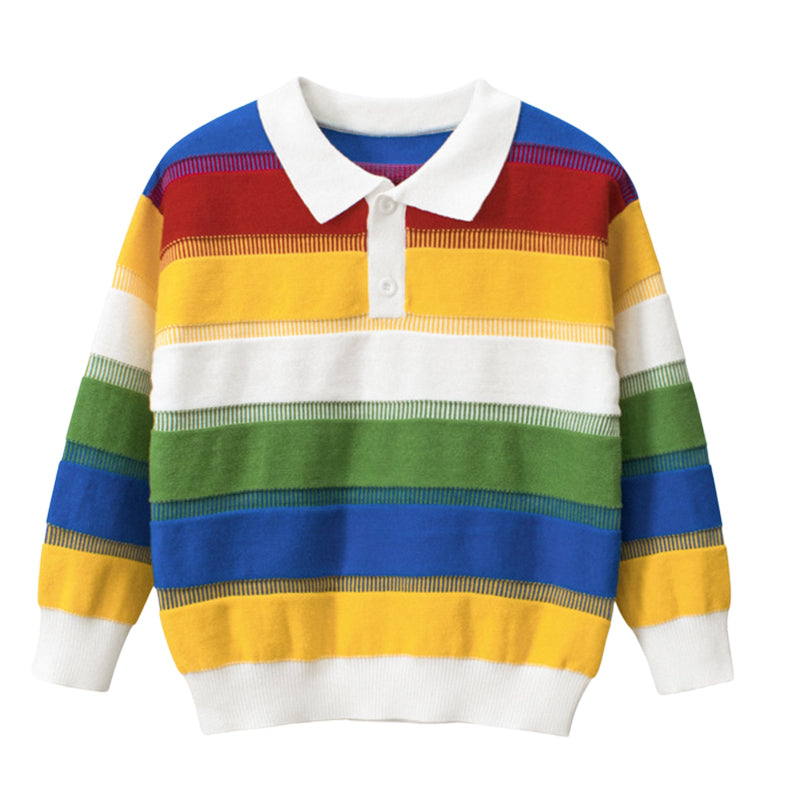 Baby Kid Unisex Striped Crochet Sweaters Wholesale 221025225