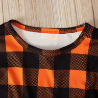 Load image into Gallery viewer, 2 Pieces Set Baby Kid Girls Halloween Checked Print Tops Cartoon And Expression Dresses Wholesale 22102525
