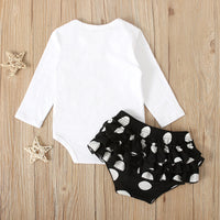 Load image into Gallery viewer, 2 Pieces Set Baby Girls Letters Expression Print Rompers Polka dots And Bow Shorts Wholesale 22102526
