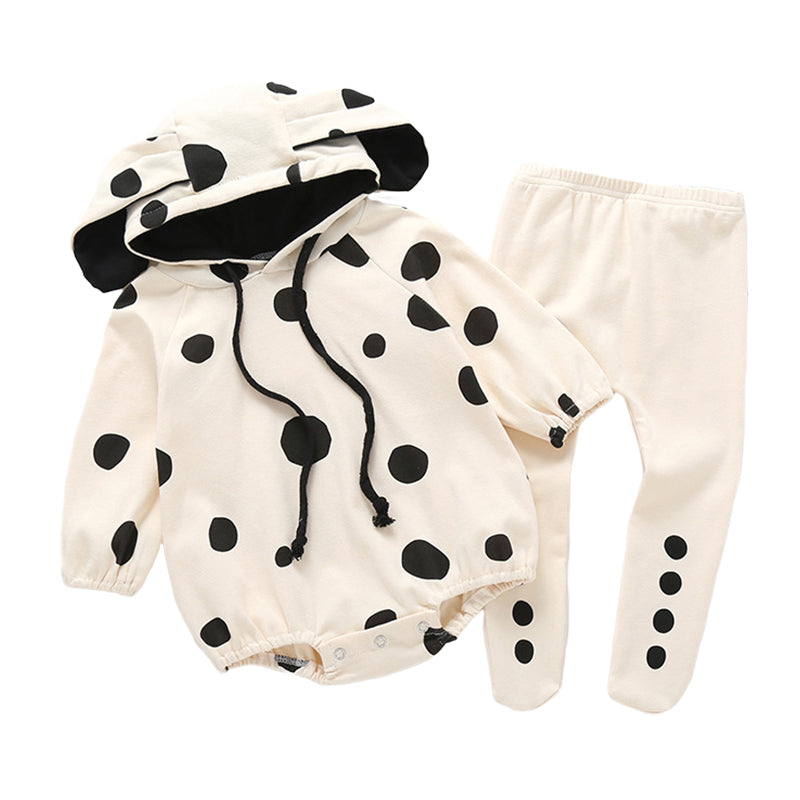 2 Pieces Set Baby Unisex Polka dots Cartoon Print Rompers And Pants Wholesale 22102529